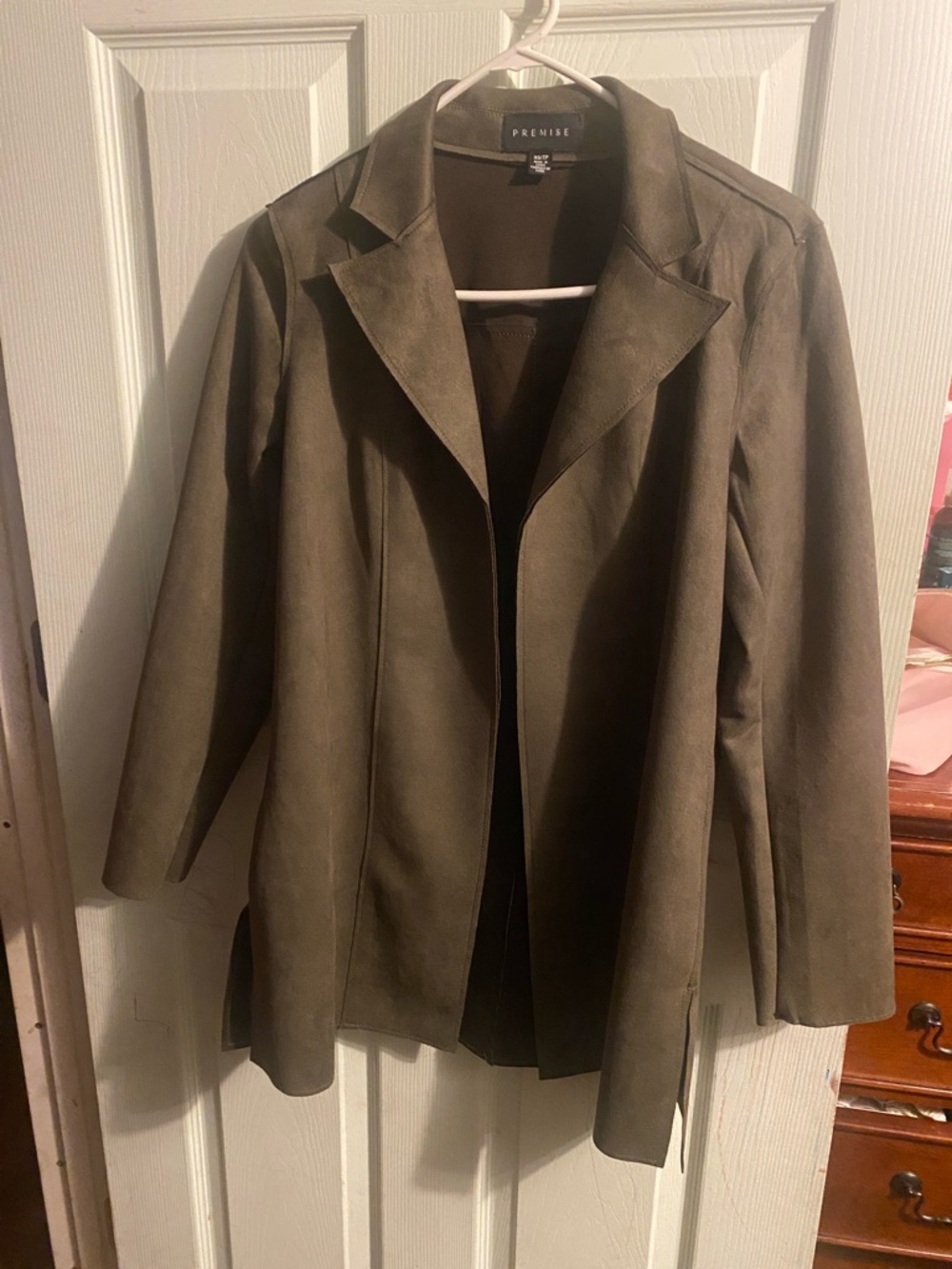 Premise Olive Green Open-Front Blazer Jacket